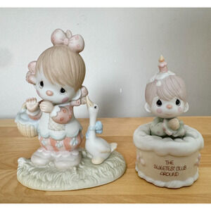 Precious Moments Figurines Lot of 2 The Sweetest Club Around Girl Goose